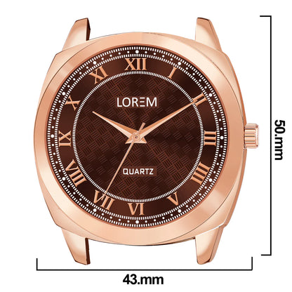 LOREM Brown Cubic Designer Printed Dial Analog Watch For Men LR89