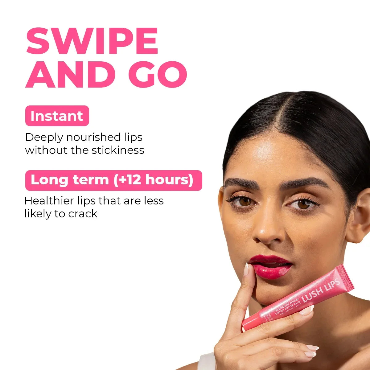Glossy Peptide Lip Balm | Pinky Promise | Hydrates & Plumps | Lush Lips
