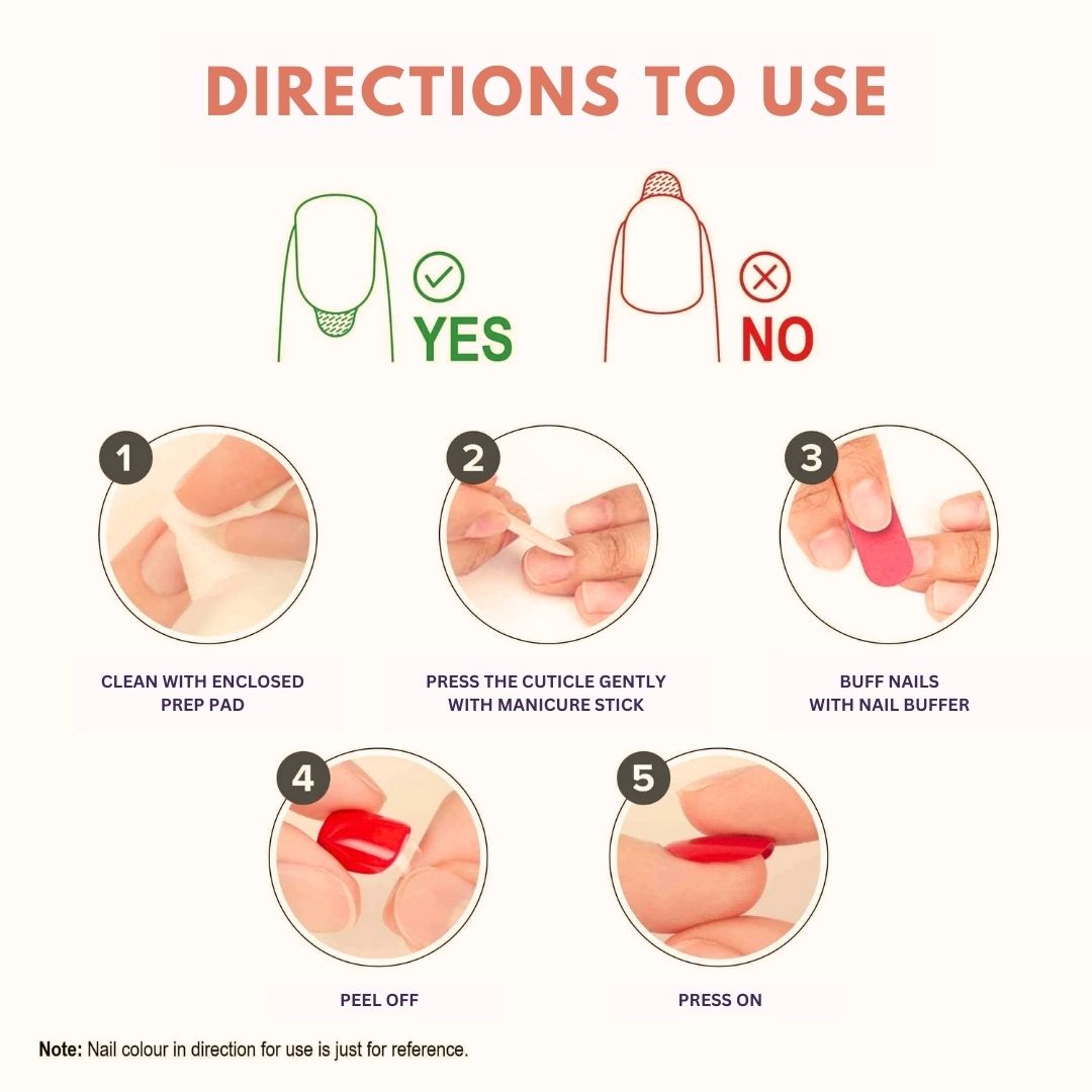 Sanfe Instant Press On Nails - Bloody Marry | 24 Reusable Artificial Fake Nail Set/Extensions | Quick, Lightweight, Salon Look, Lasts upto 3 weeks | For Festivals & Special Occasions