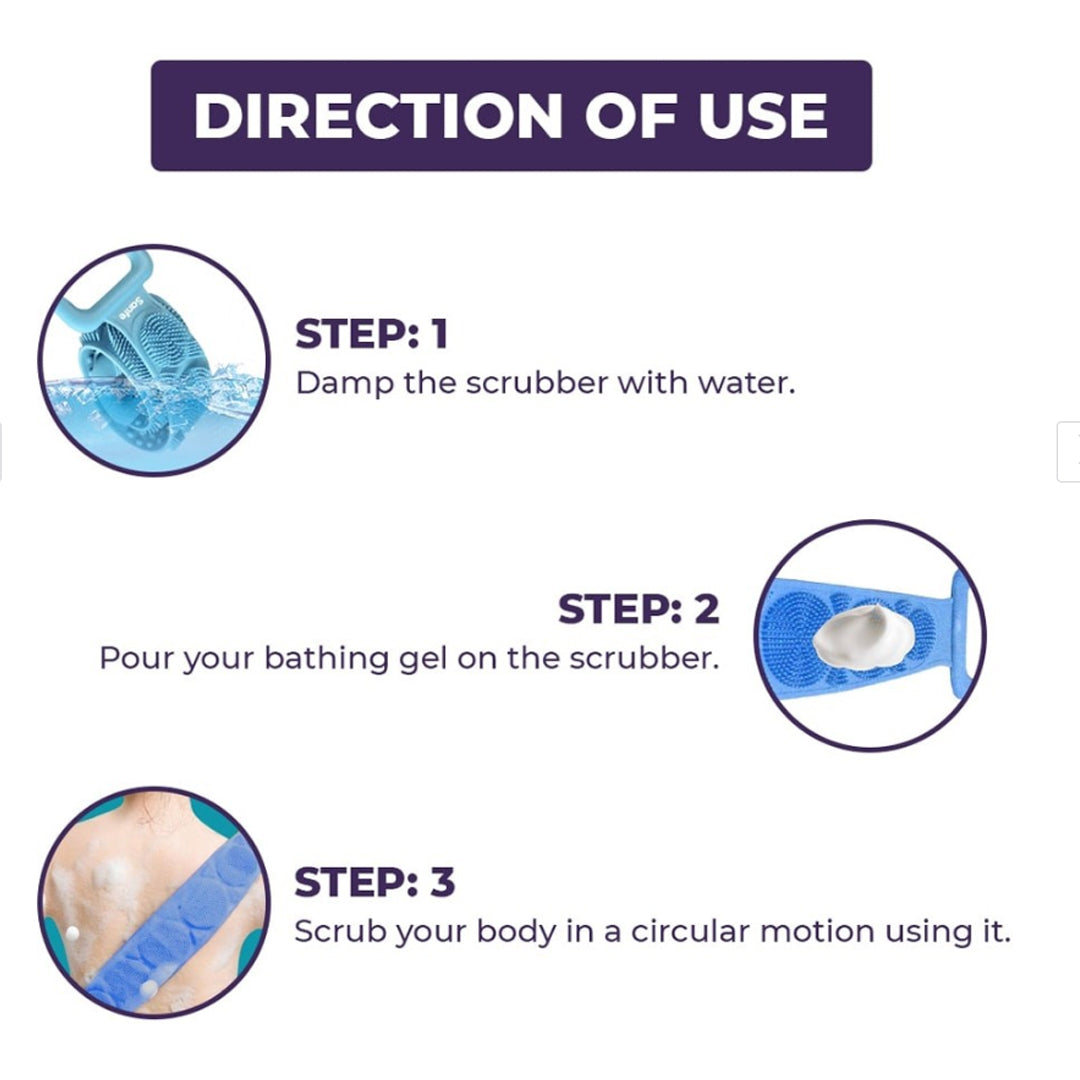 Selfly Back Scrubber - Single Body Bath Scrubber for Men & Women Silicone Body Back Scrubber, Double Side Bathing Brush for Skin By Sanfe (Multicolor)