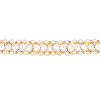 22K Gold Plated Kundan Refined Sleek Choker Necklace