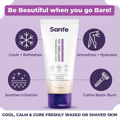 Sanfe Post Hair Removal Soothing Gel For Women Prevents From Razor Bumps & Redness Minimizes Ingrown Hair Lightweight & Soothing Use After Hair Removal Cream & Spray Dermatologist Tested-(50g)