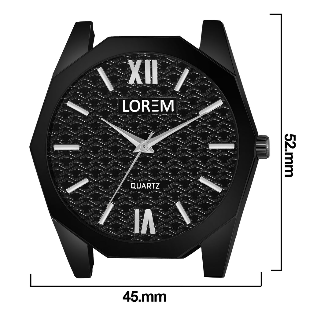 LOREM Black 3d embossed Dial Analog Watch For Men LR82