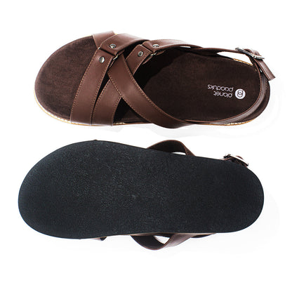 Fox Luxe Crossover Vegan Leather Brown Men Sandals Planet Paaduks