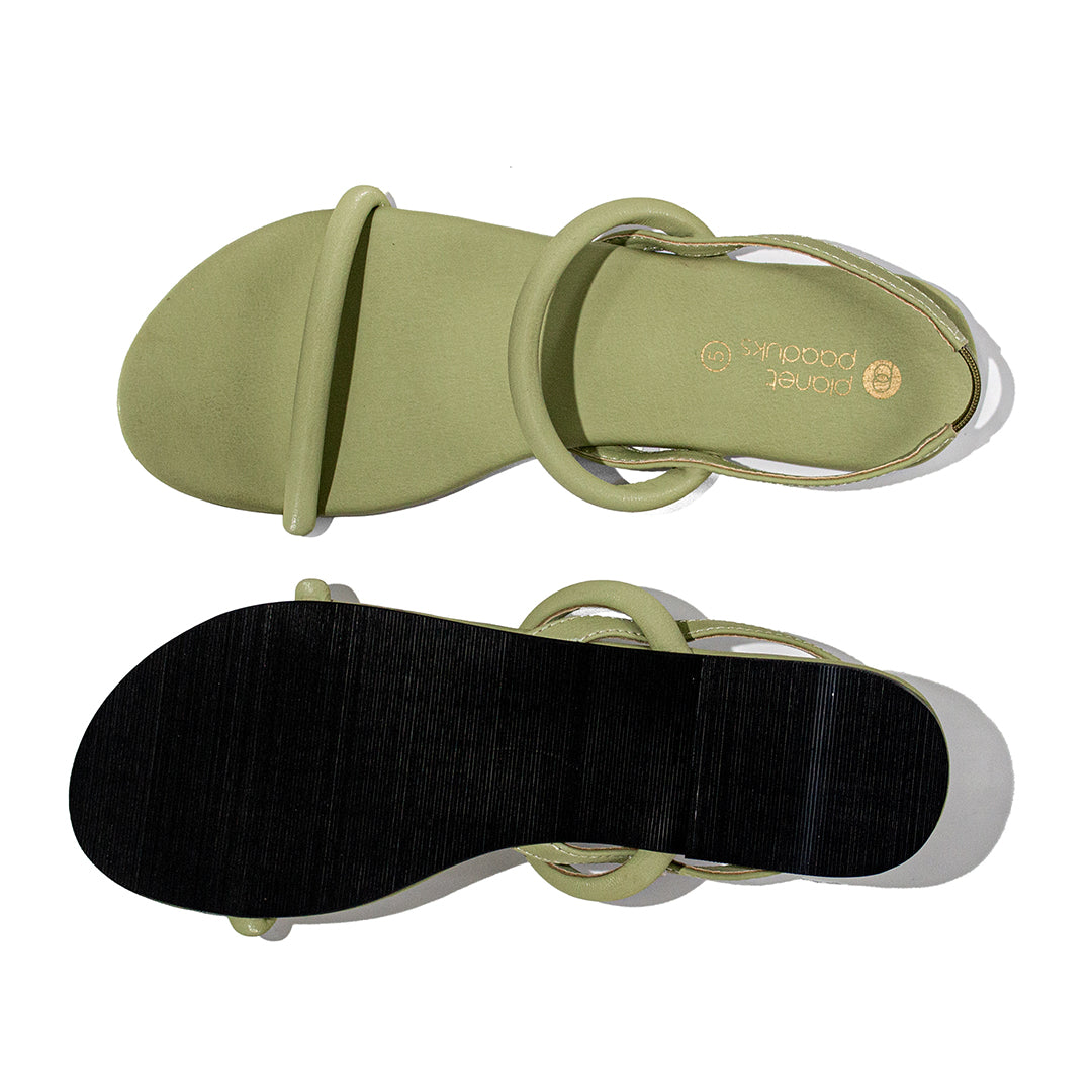Lily Dual-Strap Vegan Leather Green Women Sandals Planet Paaduks