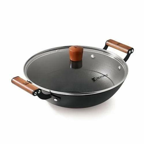 Bergner Odin 24 Cm Cast Iron Kadai/kadhai With Glass Lid - HalfPe