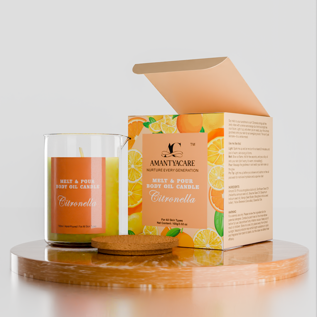 Melt & Pour Aromatherapy Body Oil Candle – Citronella (Lemon & Orange) by Amantya Care Amantya Care
