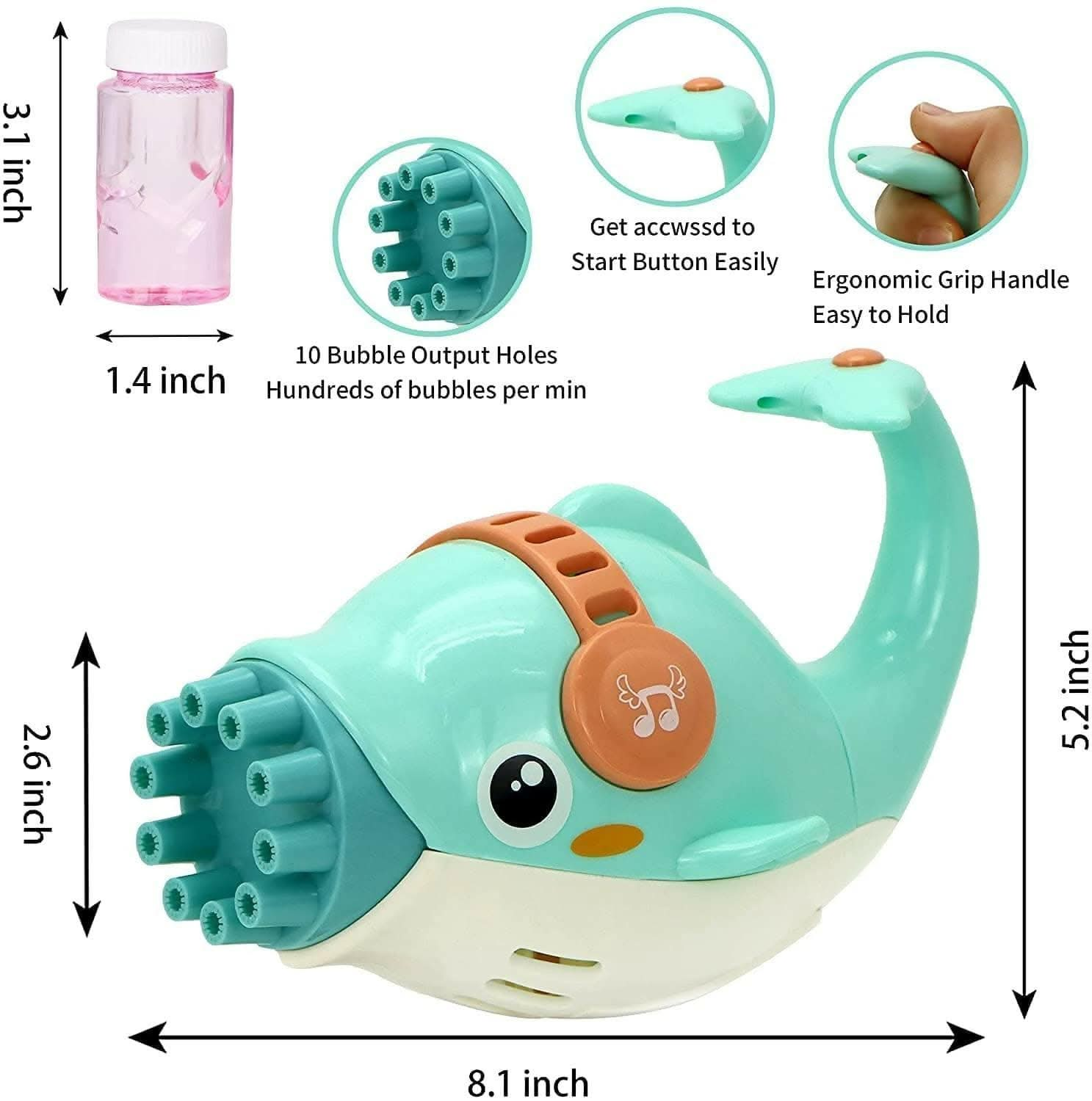 Fish Faced Electric Bubble Gun for Toddler - HalfPe