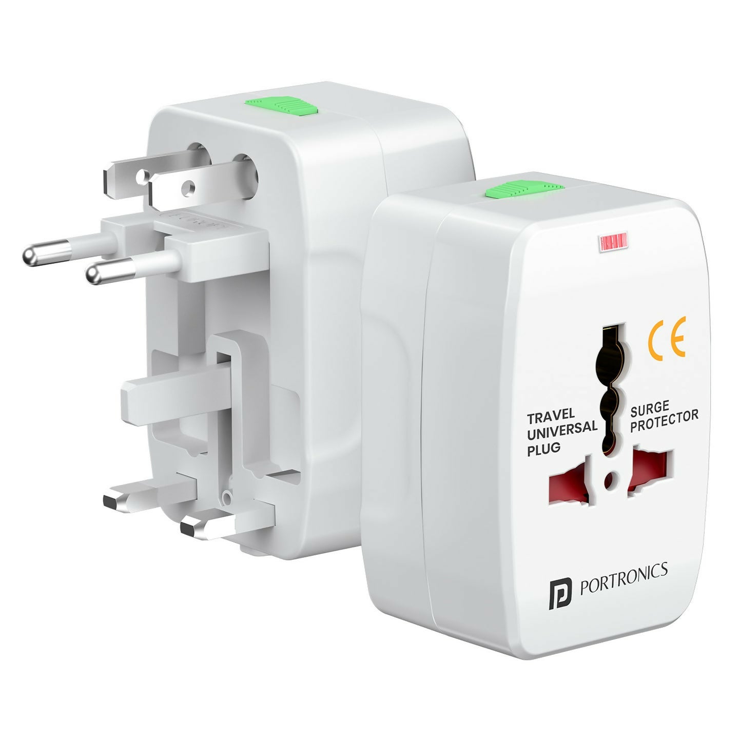 Portronics Juicemate Go Universal Travel Adapter with 6A AC Socket, Universal Outlet, International Travel Plug for USA, UK, EU, Australia & 150+ Countries – White