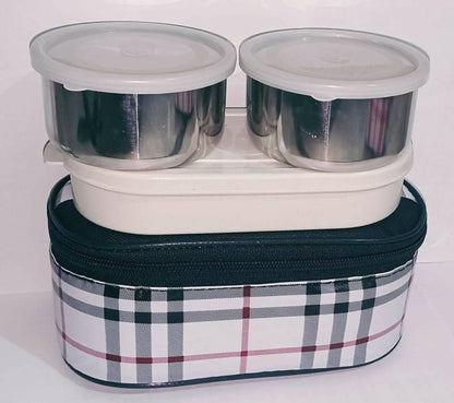 Topware Stainless Steel Lunch Box Plastic 3 Containers Lunch Box (650 ml) - HalfPe