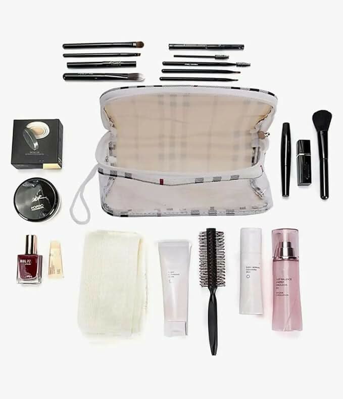 Multipurpose Transparent Travel Pouches Makeup, Toiletry, and Shaving Kit Organizer Bags for Women (Set of 4, TPT) NATIONALBAGS & BELTS