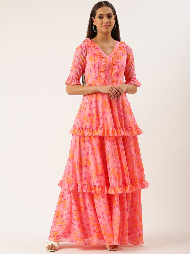 Bollywood Vogue Ready To Wear Multicolored Digital Print Georgette Gown