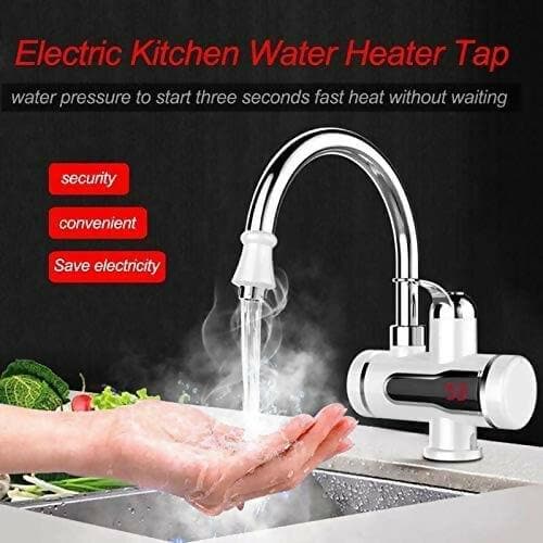 Instant Electric Water Heater Digital Display Instant Hot Faucet Home Water Heater Tank less for Tap, LED Electric Head Water Heaters For Home Kitchen (3000W) - HalfPe