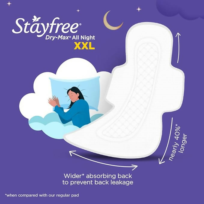 STAYFREE DRYMAX ALL NIGHTS ULTRA DRY SIZE XXL SANITARY PADS (Packet of 28 pads)