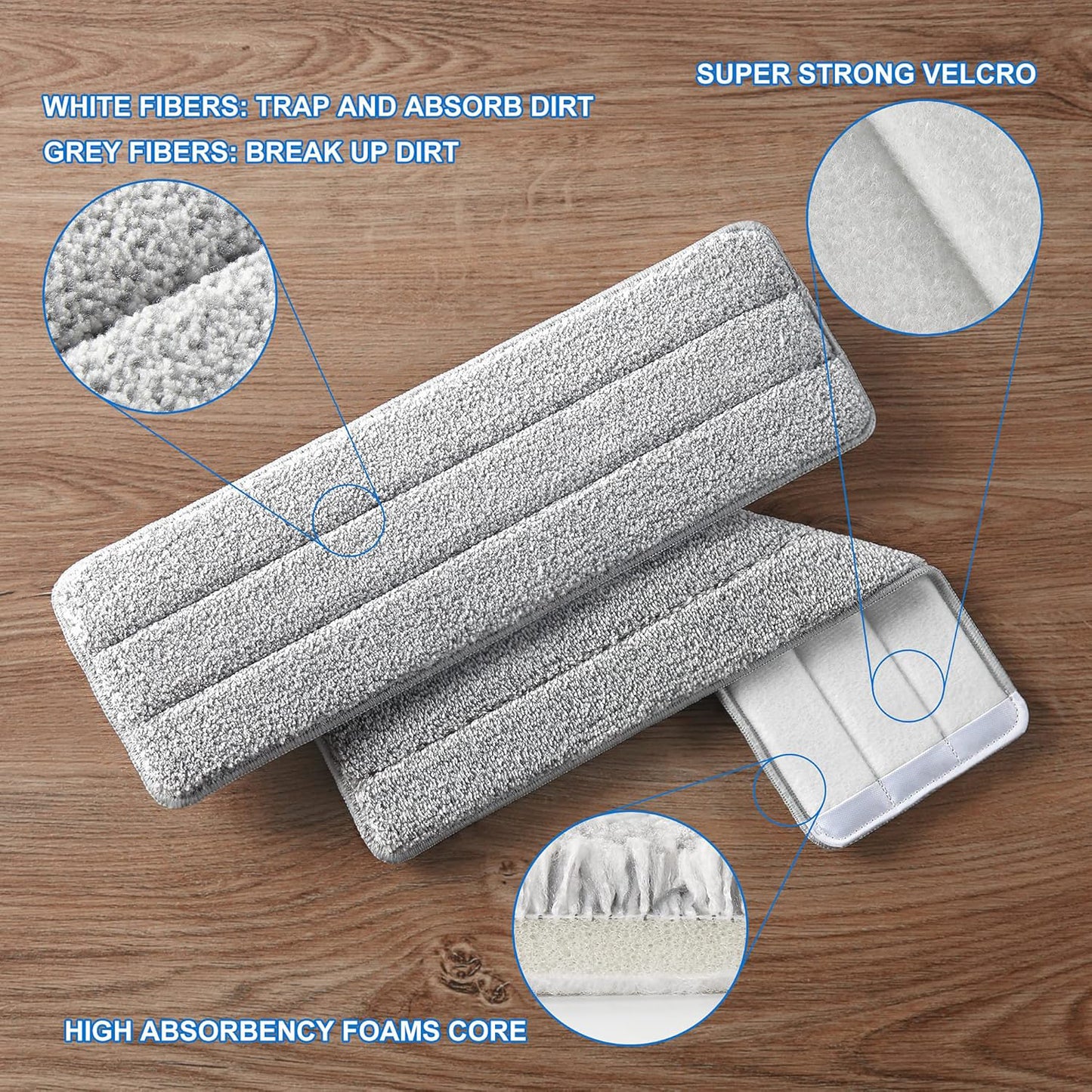 Reusable Microfiber Mop Pad Replacement for Flat Spray Mop, Washable Cleaning Pad for Wet and Dry Floor Cleaning,(1 Pc)