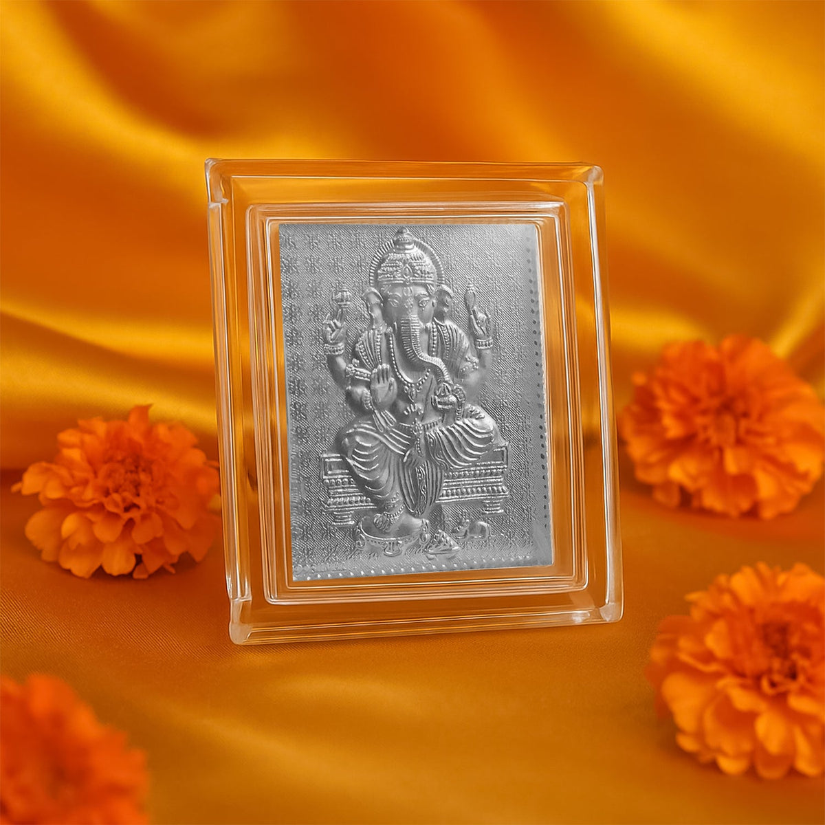 Embossed Silver-plated Lord Ganesha Photo Frame  (1 Pc) HP DD
