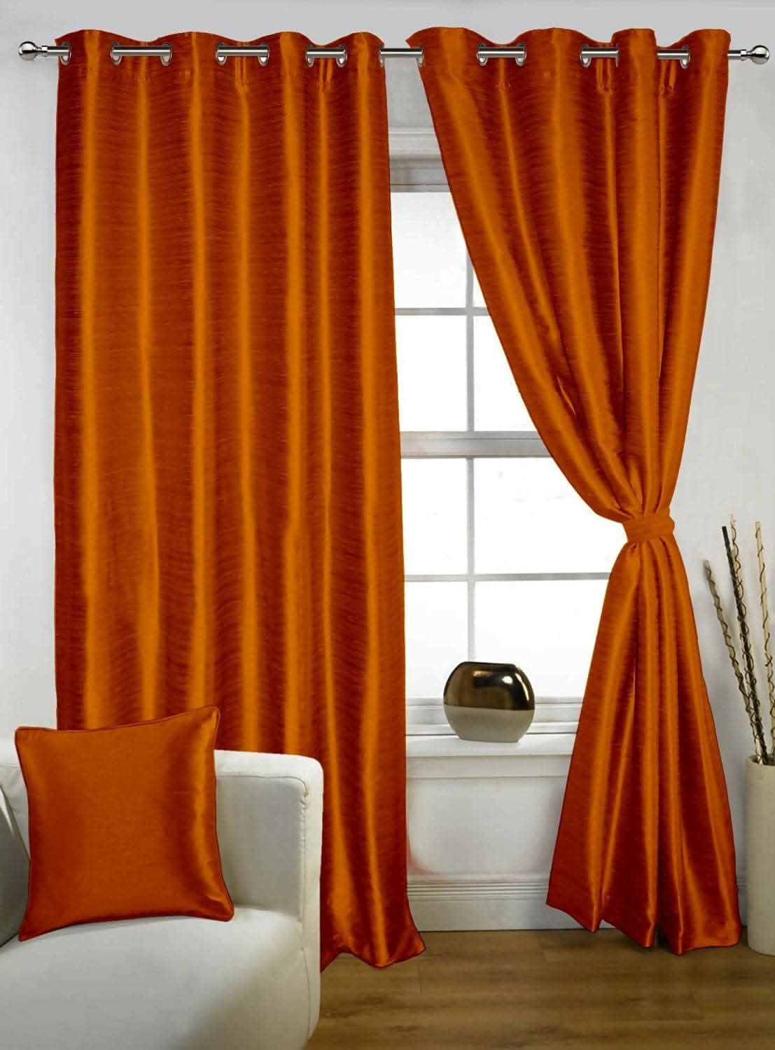 Lushomes Silk Curtain with Blackout Lining curtain for Living, Curtains & Drapes, (54 X 90 inches, Single piece) - HalfPe