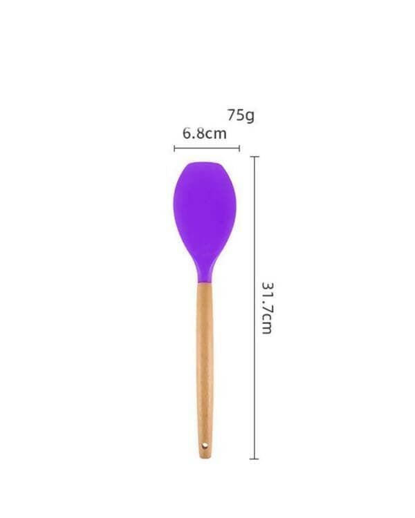 P-Plus International Premium Silicone Spatula Flexible & Heat Resistant Rubber Spatula with Wood Handle (Purple) - HalfPe