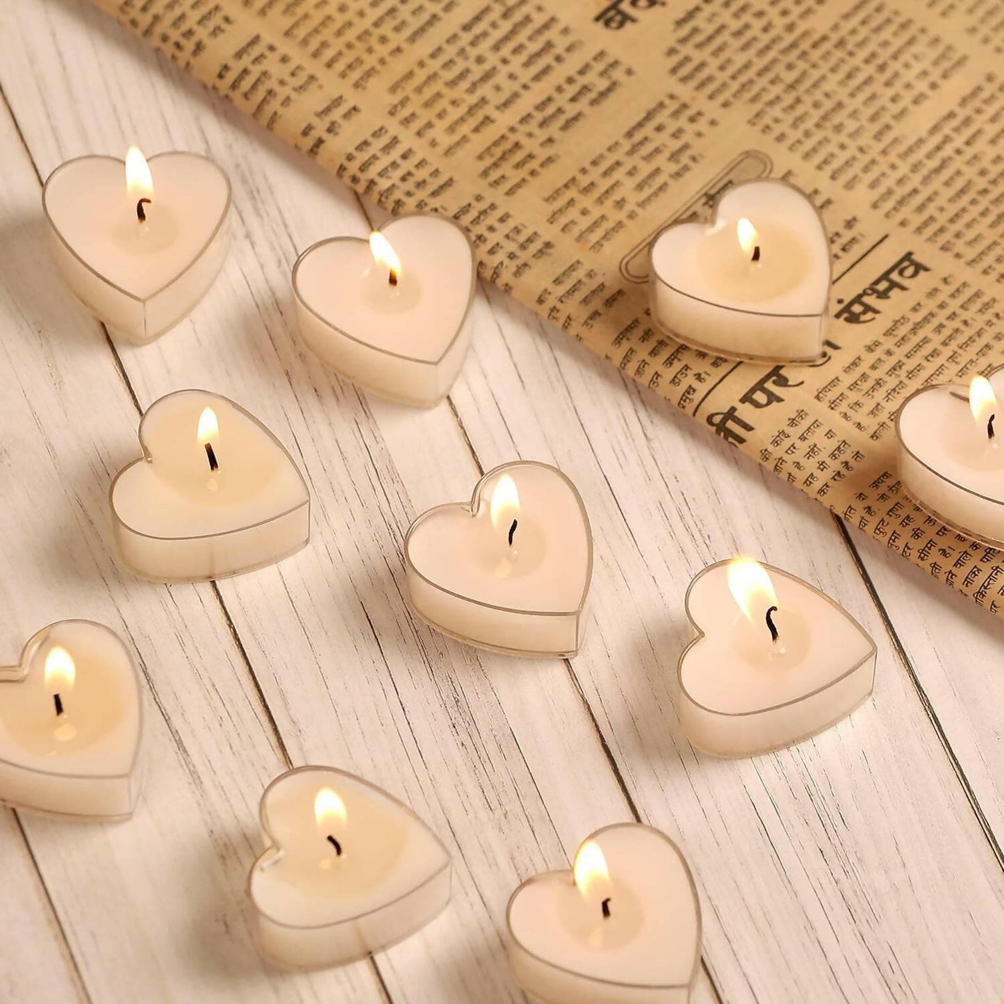 PROSPERRO LUMO by Parkash Candles Scented Heart Shaped Tealights for Home Decor Set of 10 (White - Jasmine), SCENTED WAX Tealight - HalfPe