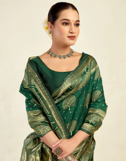 AXONIT Wedding & Festive Jacquard Saree with Heavy Zari Weaving