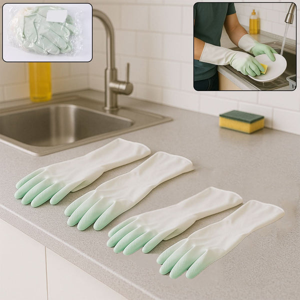 Latex Household Gloves (2 Pair  Mix Color)