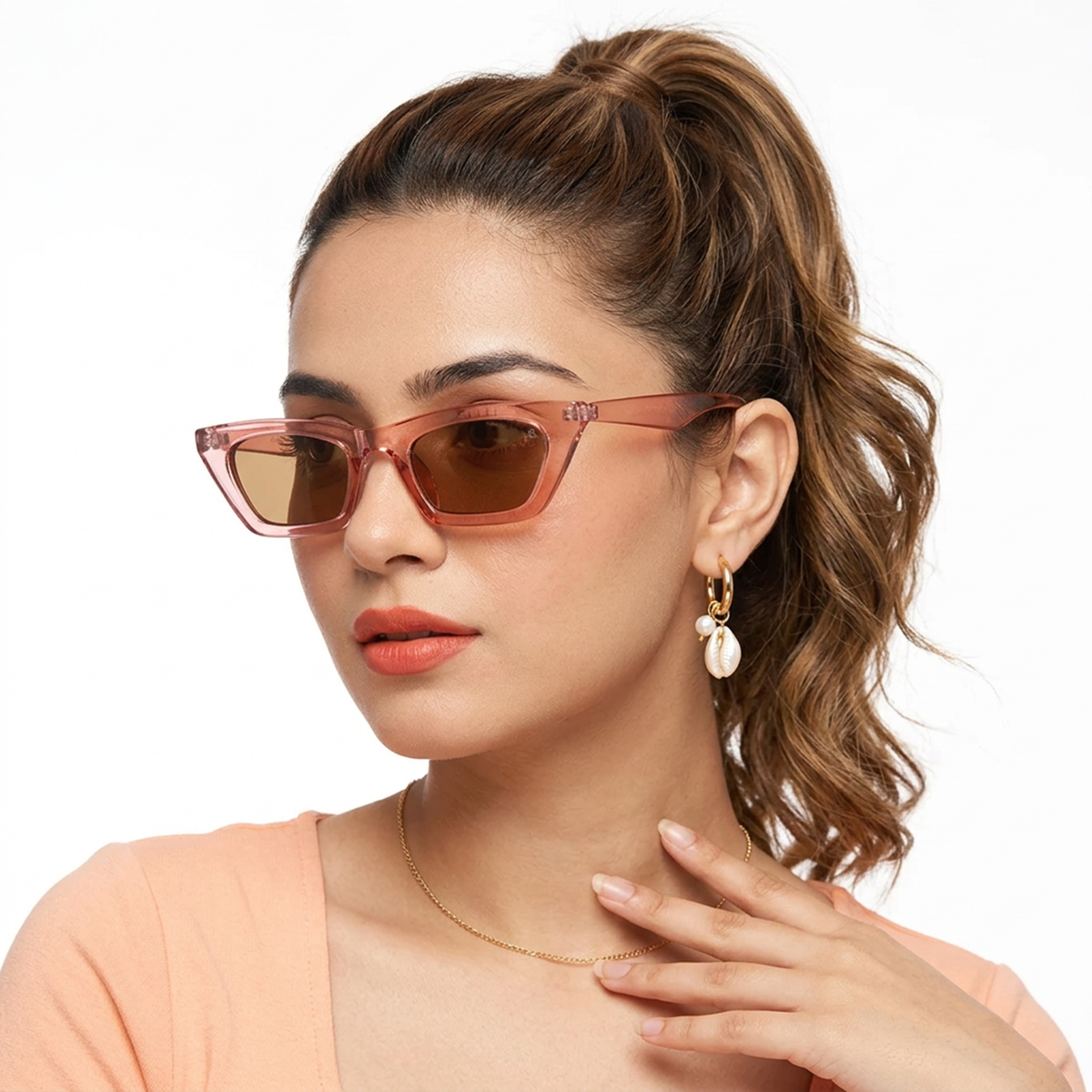 Eyejack Wine Cateye Sunglasses for Men and Women - worn by a male model (image 1)