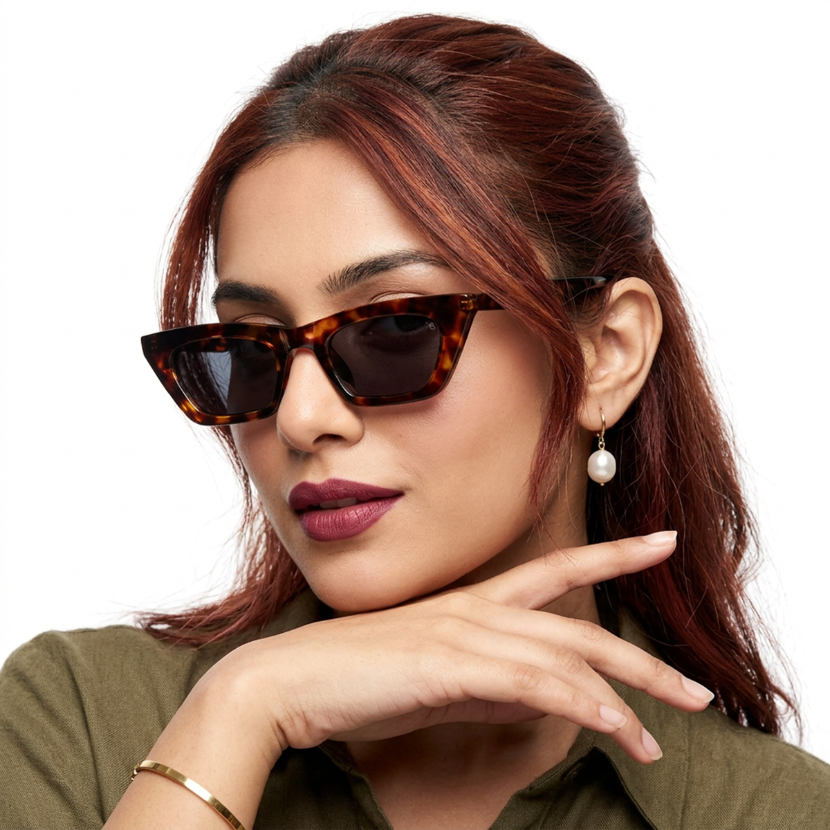 Eyejack Demi Brown Cateye Sunglasses for Men and Women - Style 1232 - worn by a male model (image 1)