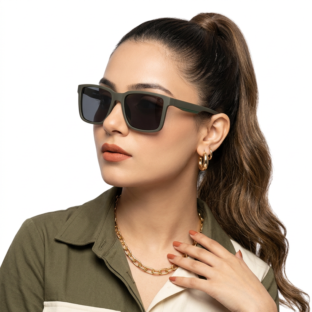Eyejack Green Wayfarer Sunglasses for Men and Women - worn by a male model (image 3)