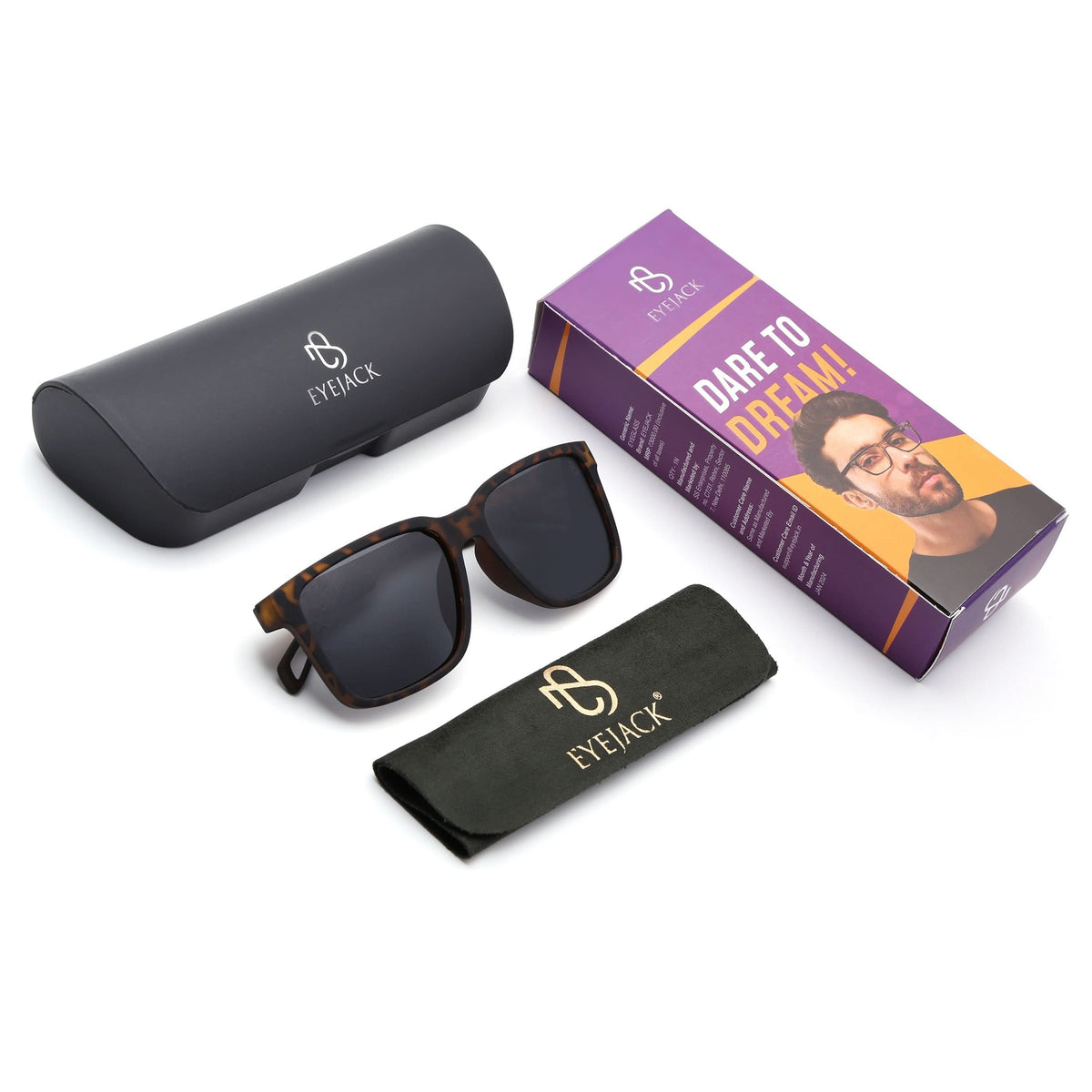 Eyejack Demi Brown Wayfarer Sunglasses for Men and Women - Style 1243 - detail view