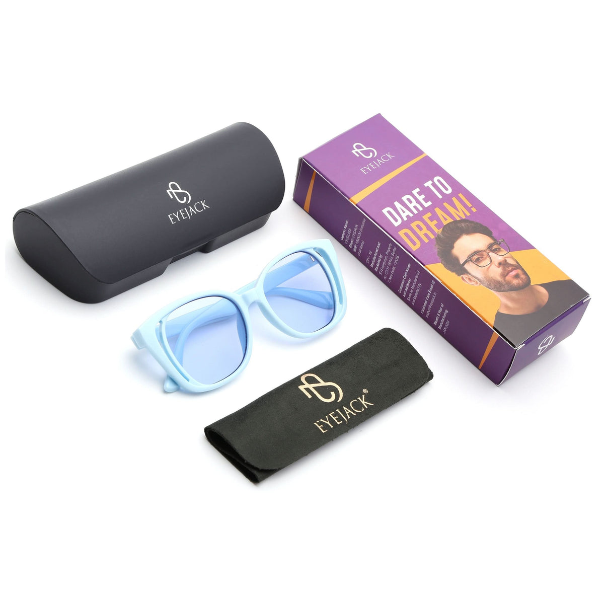 Eyejack Sky Blue Round Sunglasses for Men and Women - detail view