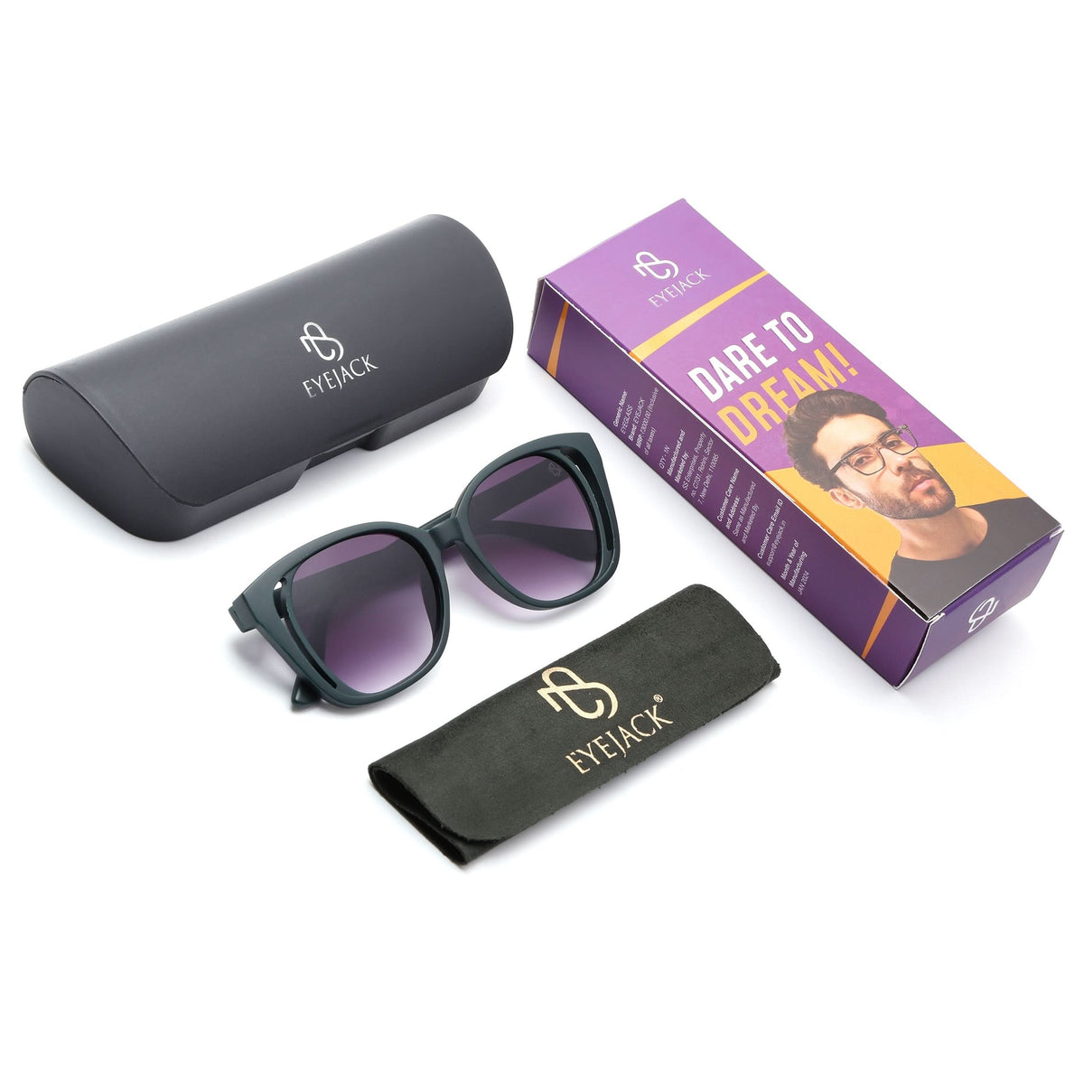 Eyejack Olive Round Sunglasses for Men and Women - detail view