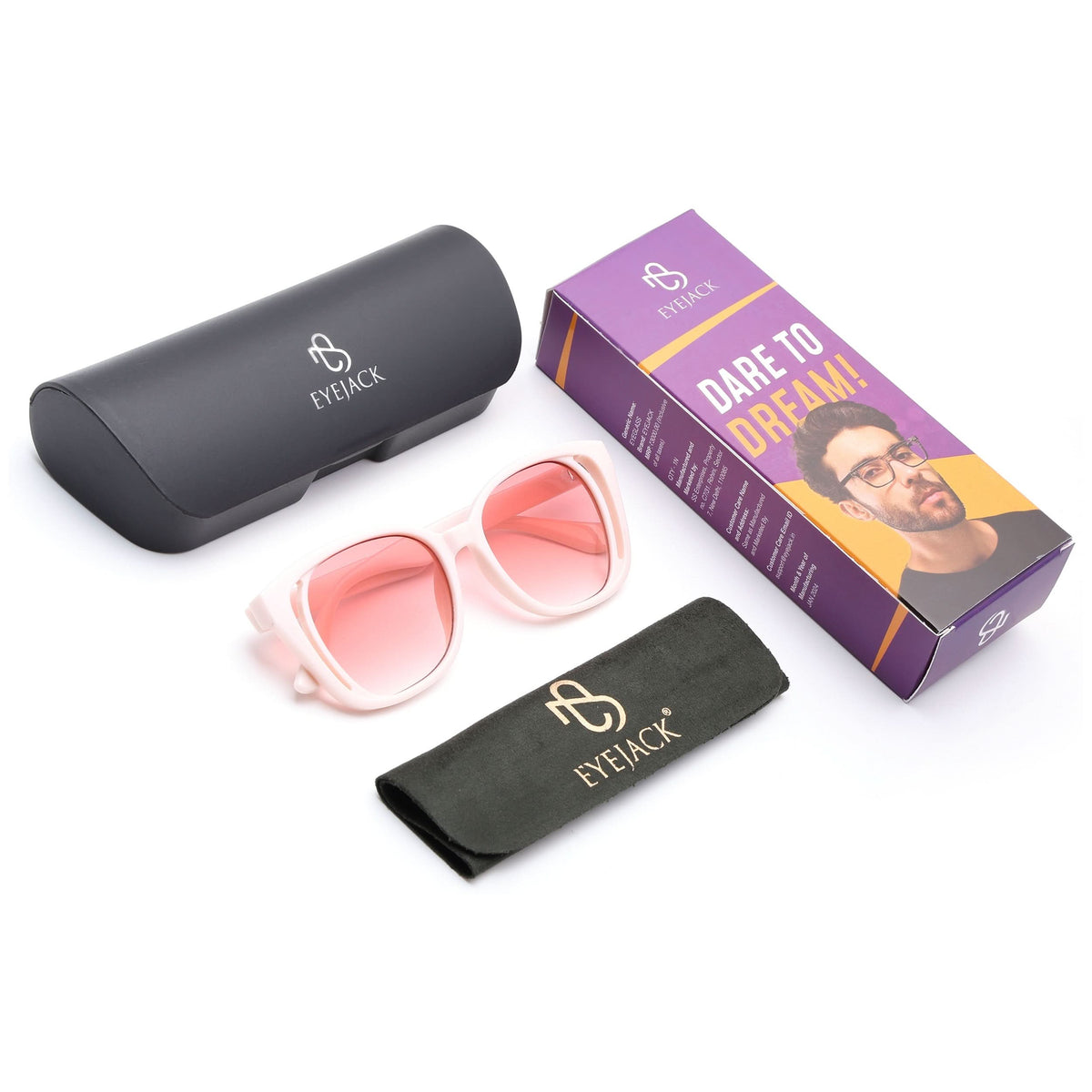 Eyejack Light Pink Round Sunglasses for Men and Women - detail view