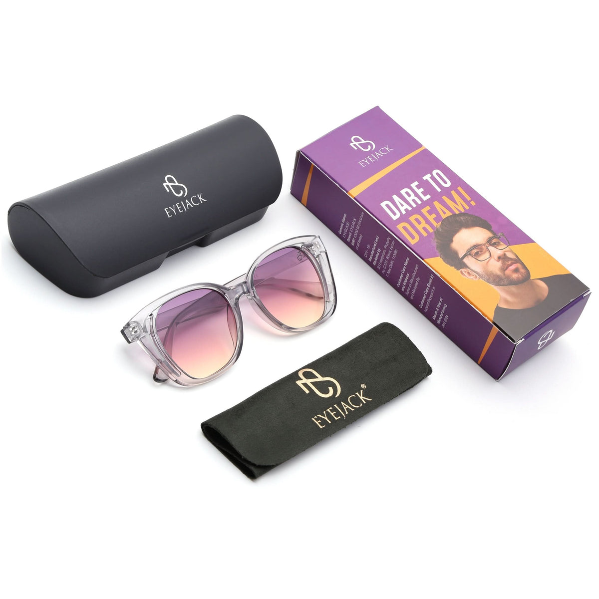 Eyejack Transparent Round Sunglasses for Men and Women - detail view