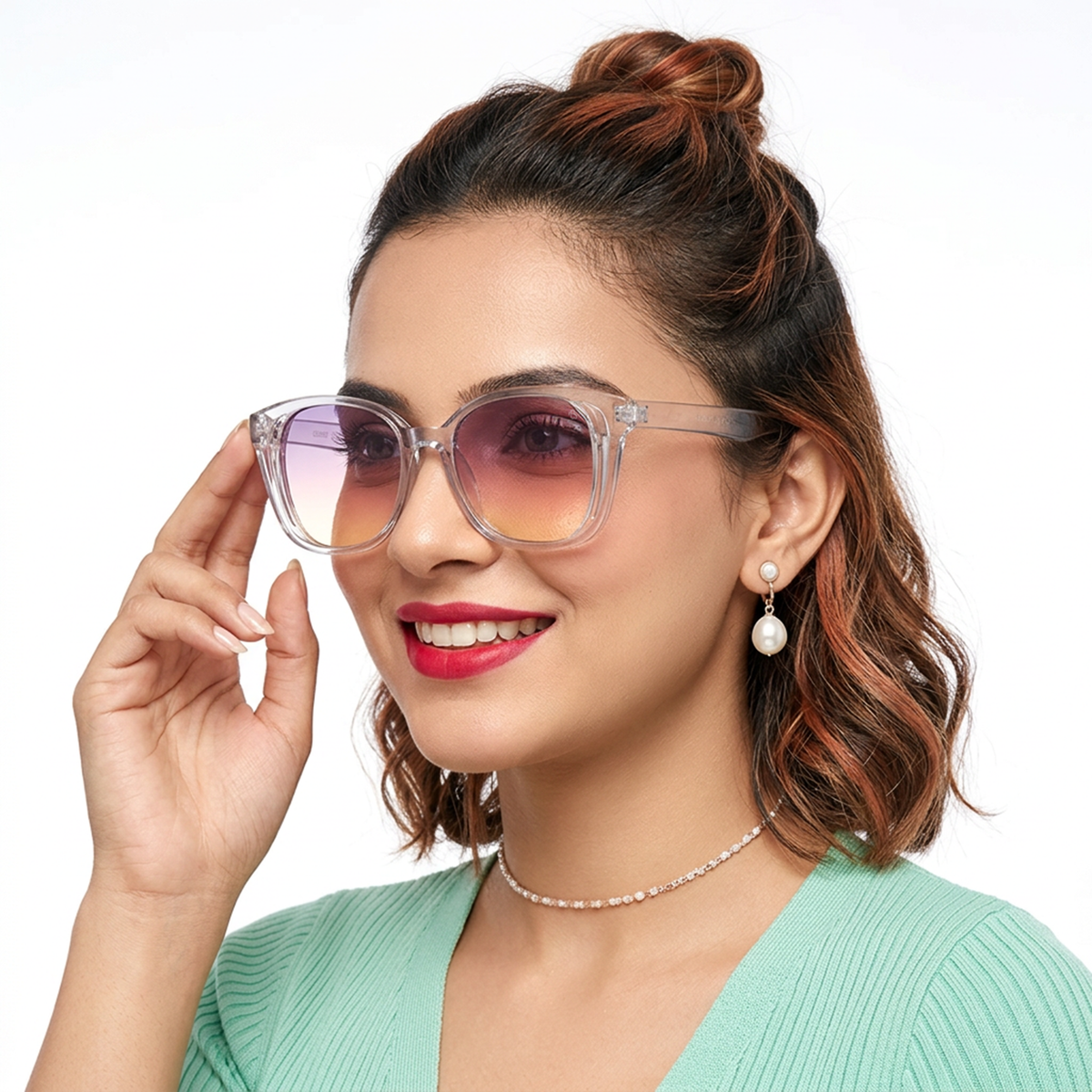 Eyejack Transparent Round Sunglasses for Men and Women - worn by a male model (image 1)