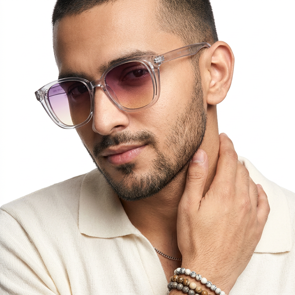 Eyejack Transparent Round Sunglasses for Men and Women - worn by a male model (image 3)