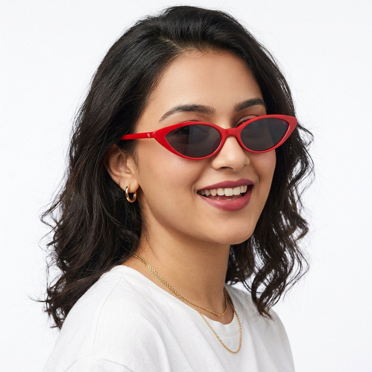 Eyejack Red Cateye Sunglasses for Men and Women - worn by a male model (image 1)