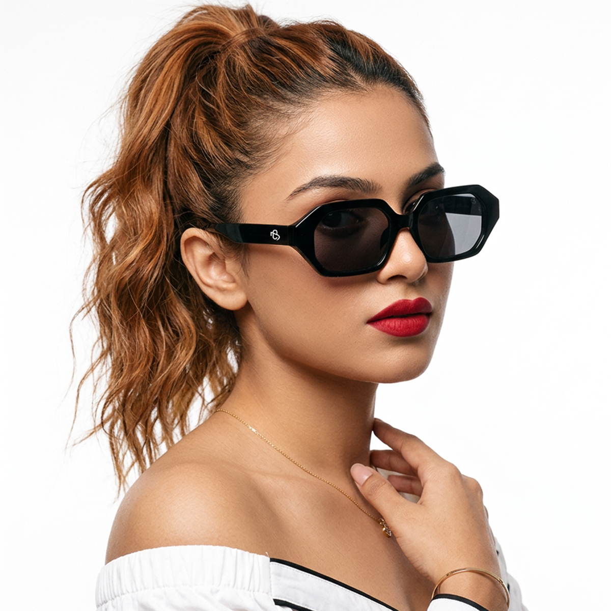 Eyejack Black Square Sunglasses for Men and Women - Style 1254 - worn by a male model (image 3)