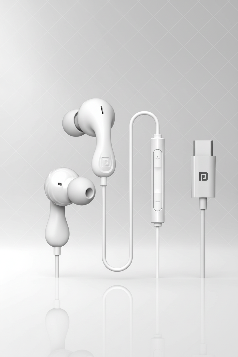 Portronics Conch Kappa C in Ear Type C Wired Earphones with In Line HD Mic, Powerful Audio, 14.2mm Dynamic Driver,TPE Anti Tangle Wire,Wide Compatibility(White) Halfpe Deals