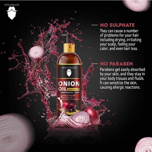 UrbanMooch Advanced Onion Hair Oil For Men With Red Onion Extract & 14 Essential Oils | Hair Growth | Hair Fall Control, 200 ML Lohiya Retails