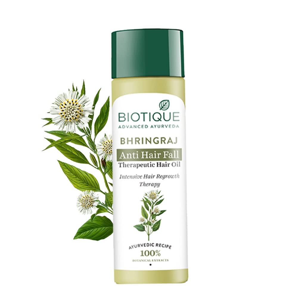 Biotique Bio Bhringraj Therapeutic Hair Oil for Falling Hair | Intensive Hair Regrowth Treatment | Nourishing Hair Follicles| Strong and Shiny Hair| For All Skin Types| 200m HP Xpress