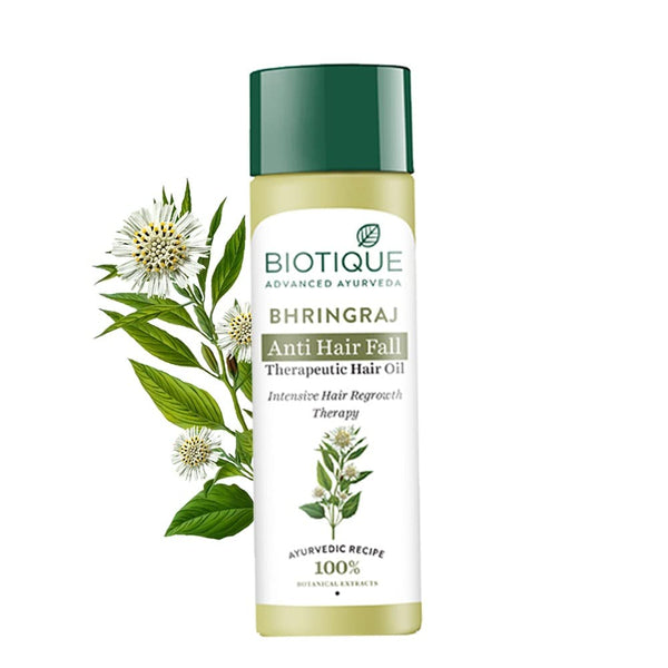 Biotique Bio Bhringraj Therapeutic Hair Oil for Falling Hair | Intensive Hair Regrowth Treatment | Nourishing Hair Follicles| Strong and Shiny Hair| For All Skin Types| 200m HP Xpress