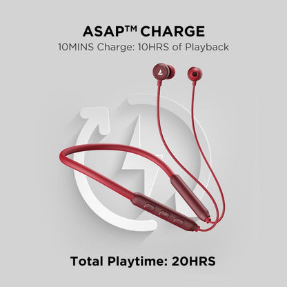 boAt Rockerz 195 Pro Bluetooth Wireless in Ear Neckband W/Up to 20 Hrs Playtime,40 Ms Low Latency Beast Mode (Maroon Maverick)