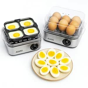 AGARO Stainless Steel Egg Boiler with 8 Egg Capacity with Poaching & Steaming Function (500W)