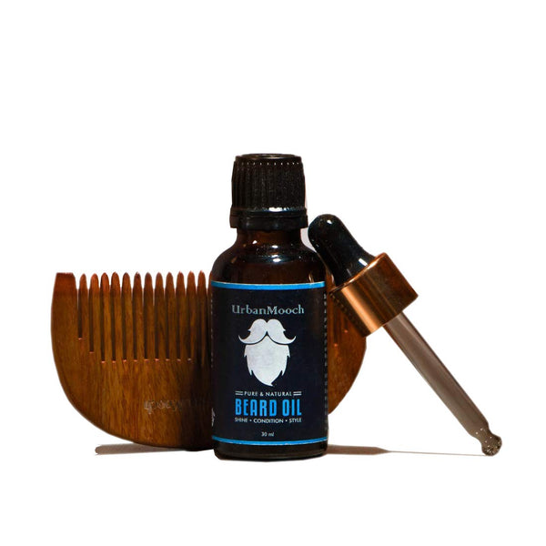 UrbanMooch Beard Gooming Kit for Men | Organic Beard Oil | U Shape Beard Comb Combo Set | Promotes Beard Growth, Nourishes & Conditions | Grow & Style Your Beard The Way You Want Lohiya Retails