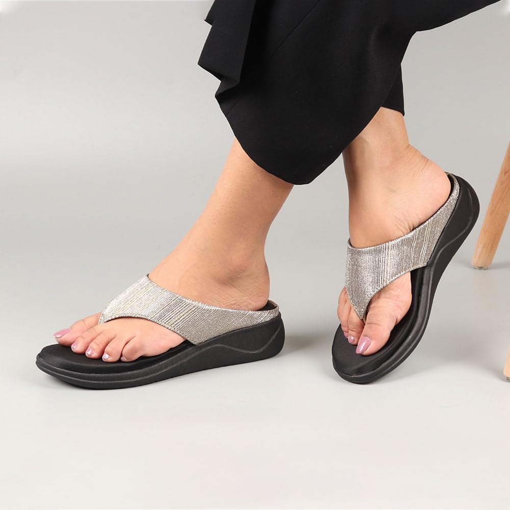Indifeet Comfortable Thong Platform Sandals for Women - Copper - View 4