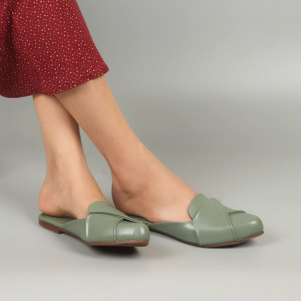 Indifeet Formal Mules for Women - Green - View 3