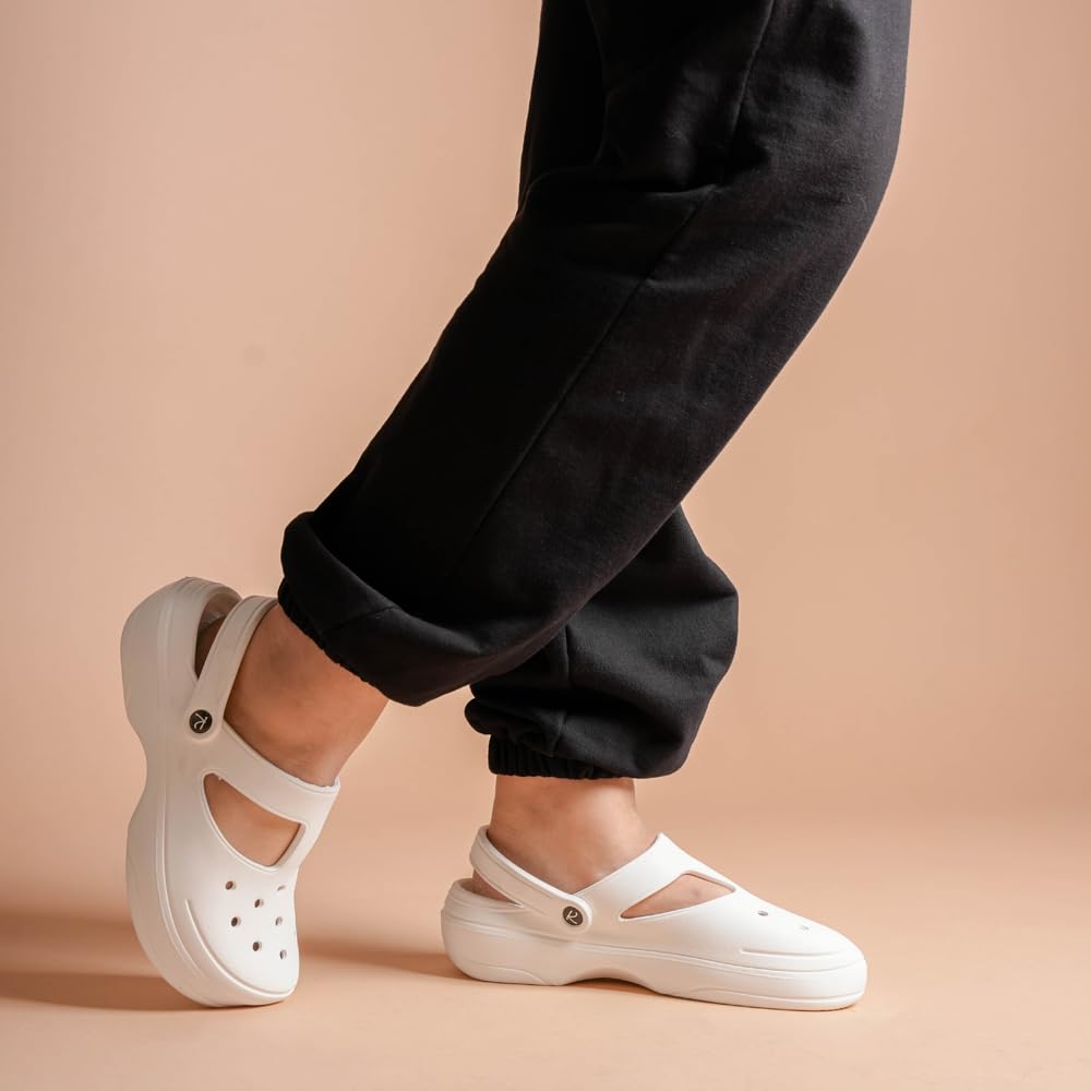 Indifeet Casual Waterproof Clog Shoes for Women - White - Image 9