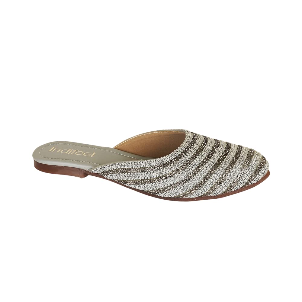 Indifeet Traditional Mules for Women - Silver - Size 6