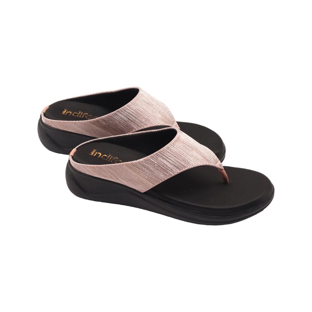 Indifeet Comfortable Thong Platform Sandals for Women - Pink - View 5