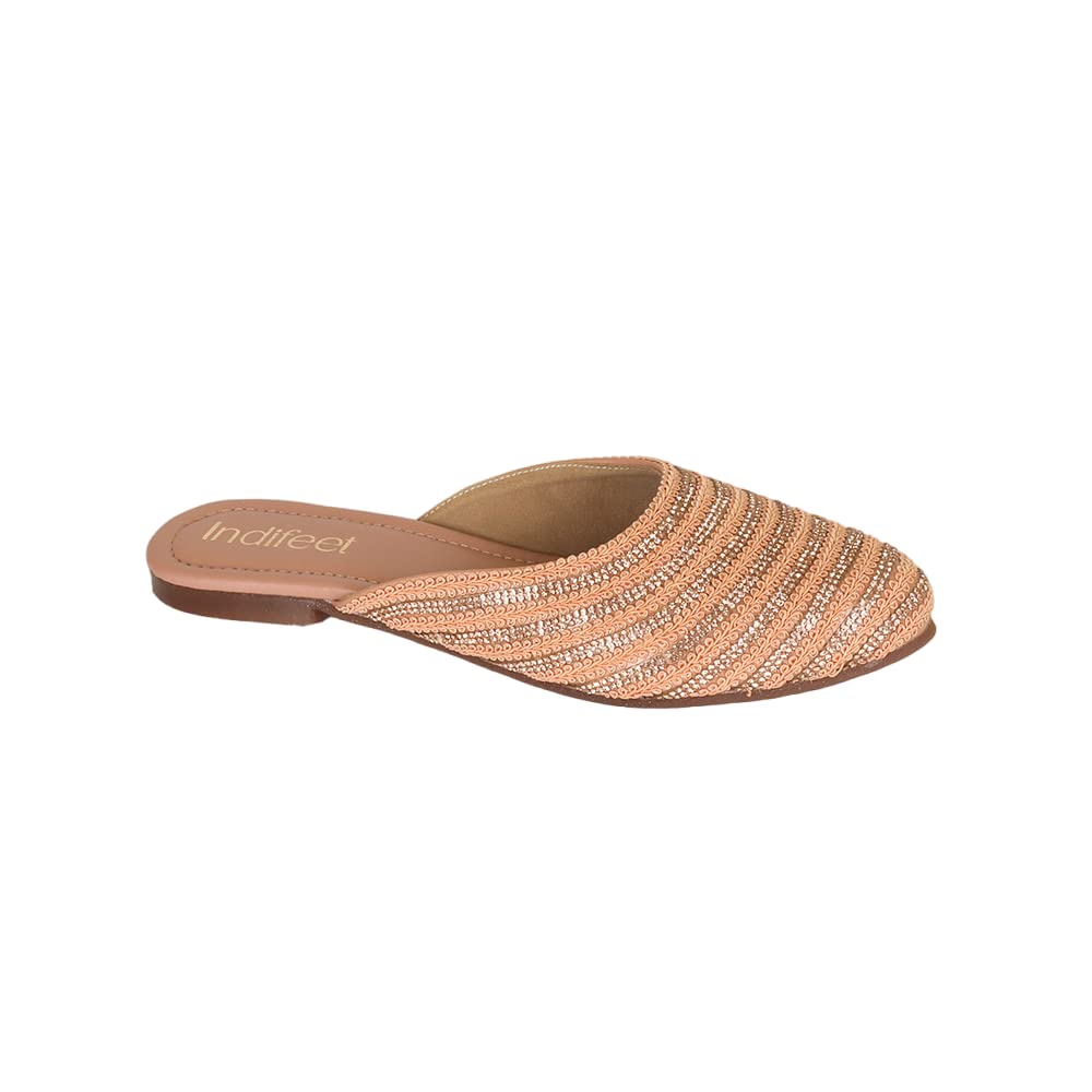 Indifeet Traditional Mules for Women - Peach - Size 5